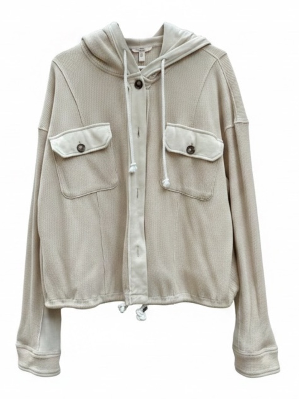 Como Vintage Button Up Hoodie Waffle Knit Size L